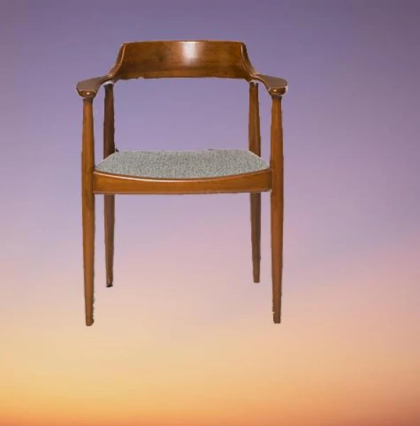 Sandalye ST 14220 Zus138 TAM EĞİKKOLÇAK Kayın RETRO Parlak Ceviz keten kumaş - Resim 6