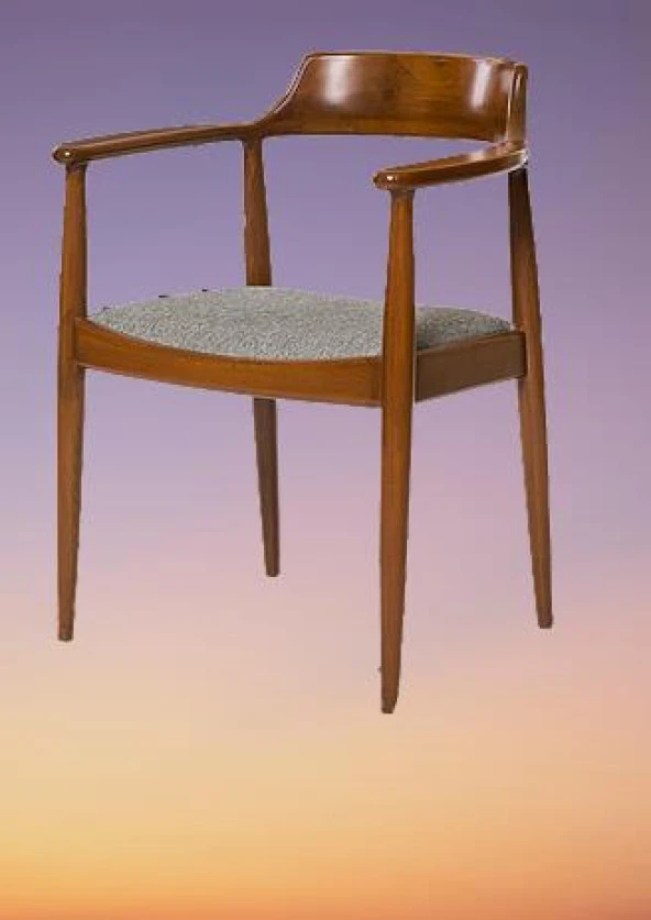 Sandalye ST 14220 Zus138 TAM EĞİKKOLÇAK Kayın RETRO Parlak Ceviz keten kumaş - Resim 8