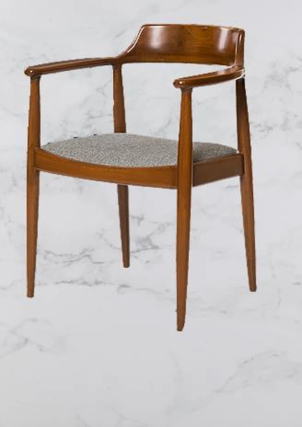 Sandalye ST 14220 Zus138 TAM EĞİKKOLÇAK Kayın RETRO Parlak Ceviz keten kumaş - Resim 9