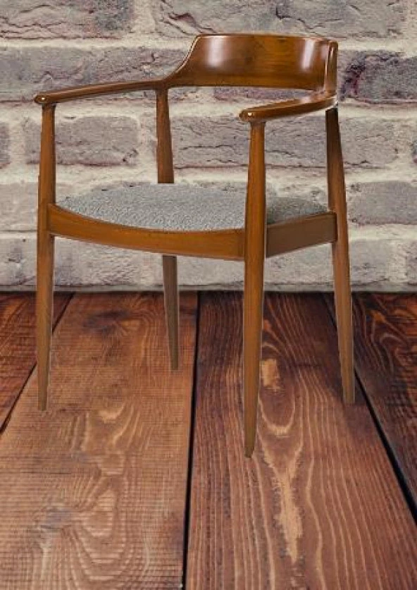 Sandalye ST 14220 Zus138 TAM EĞİKKOLÇAK Kayın RETRO Parlak Ceviz keten kumaş - Resim 11