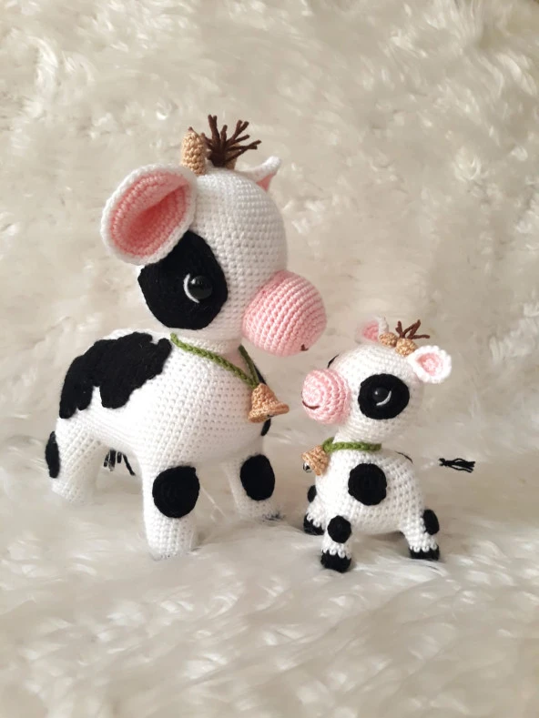 Buzu Sevimli Buzağı ve Buzi Amigurumi Organik Oyuncak