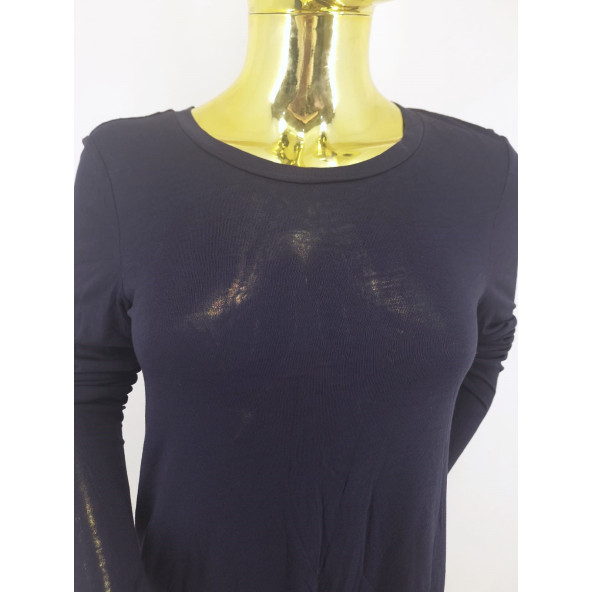 H&M BASİC LACİVERT PENYE TUNİK - 5