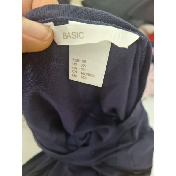 H&M BASİC LACİVERT PENYE TUNİK - 8