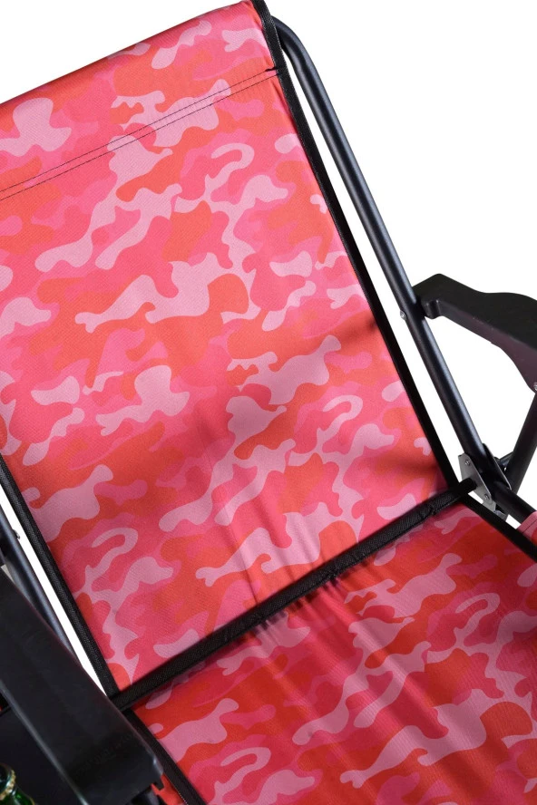 Full Reyon Dijital Baskılı Kamp Deniz Piknik Sandalyesi Pembe Kmj - 4