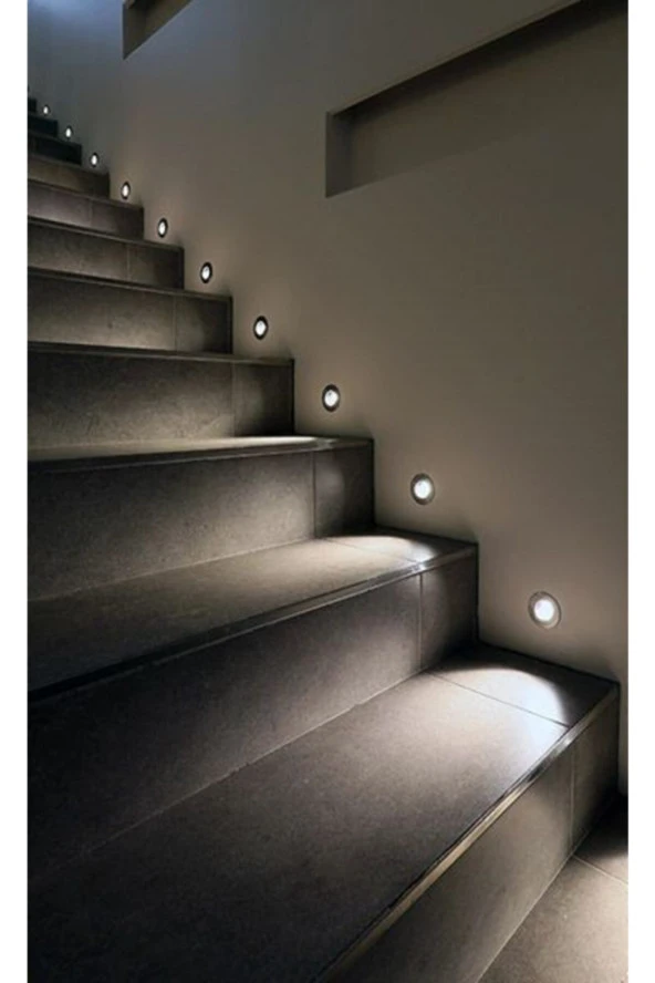 Fullreyon Yuvarlak Beyaz Işık Analog Sensörlü Led Spot Merdiven Basamak Koridor Armatürü