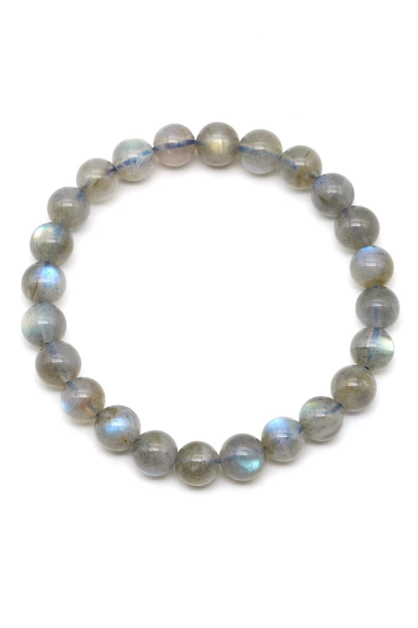 Labradorit ( AA Kalite ) Doğal Taş Bileklik 8 mm Küre Kesim - Resim 2