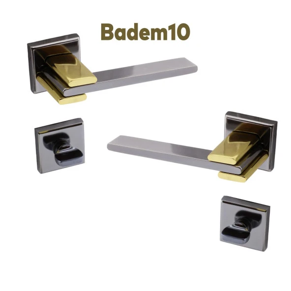 Fulya Lüx Füme Gold Kare Rozetli Wc-Banyo Uyumlu Kapı Kolu Sağa ve Sola Uygun Kapı Kolları 1 Takım - Resim 6