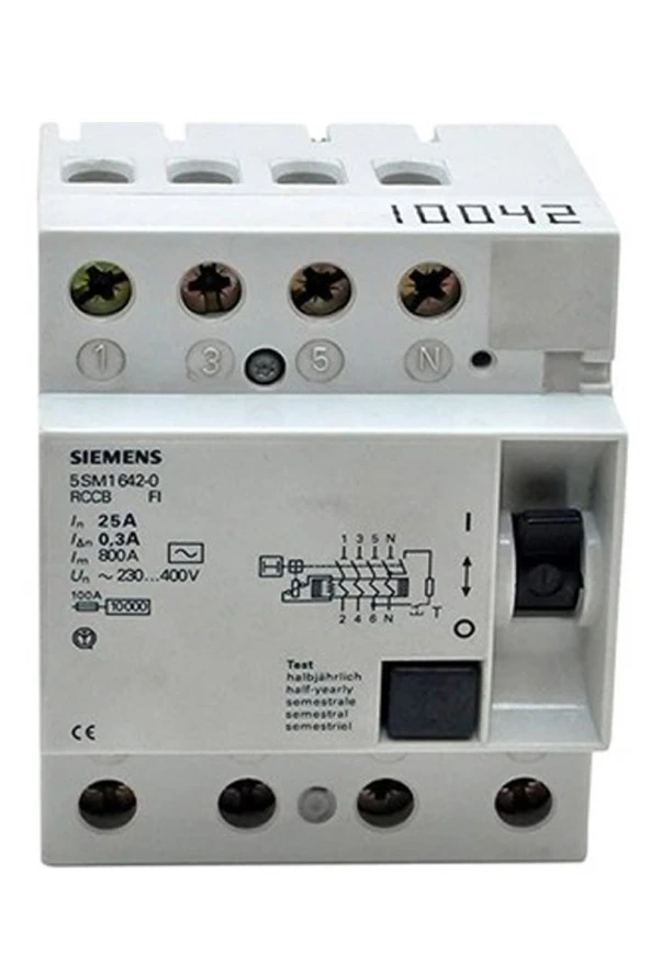 Siemens 5SM1642-0 3x25A 300mA 3F N 55mm Kaçak Akım Rölesi