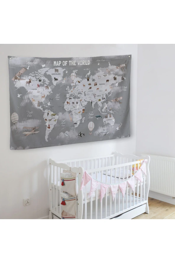 Dünya Atlası Çocuk Ve Bebek Odası Duvar Örtüsü-halısı 3811