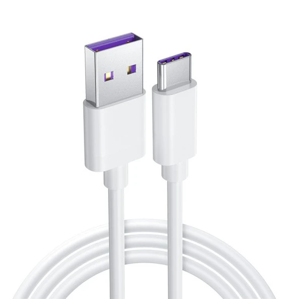 Powermaster PM-18299 Beyaz 5A Hızlı Şarj Destekli USB Type-C Şarj Ve Data Kablosu (1 Metre)
