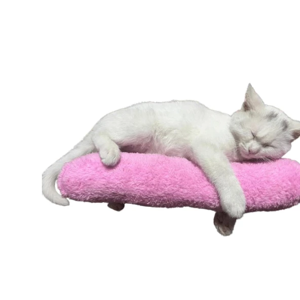 KEDİ OYUNCAĞI SARILMA YASTIĞI UYKU OYUNCAĞI KEDİ OTLU 30 CM PELUŞ  ( 1 ADET ) PEMBE - 6