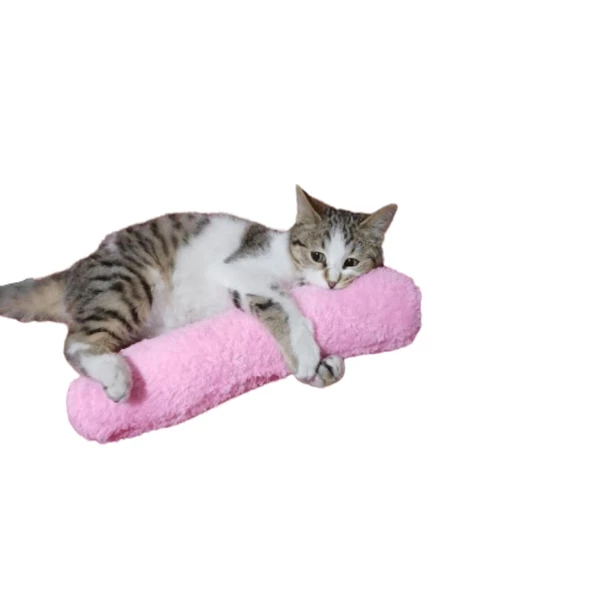 KEDİ OYUNCAĞI SARILMA YASTIĞI UYKU OYUNCAĞI KEDİ OTLU 30 CM PELUŞ ( 1 ADET ) PEMBE - 3
