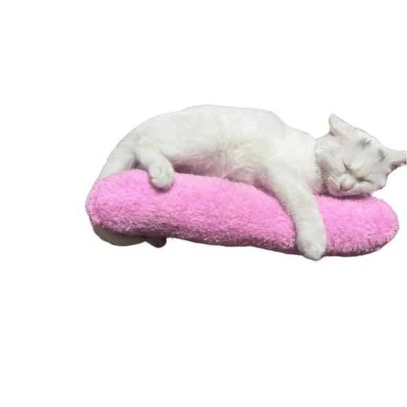 KEDİ OYUNCAĞI SARILMA YASTIĞI UYKU OYUNCAĞI KEDİ OTLU 30 CM PELUŞ ( 1 ADET ) PEMBE - 5