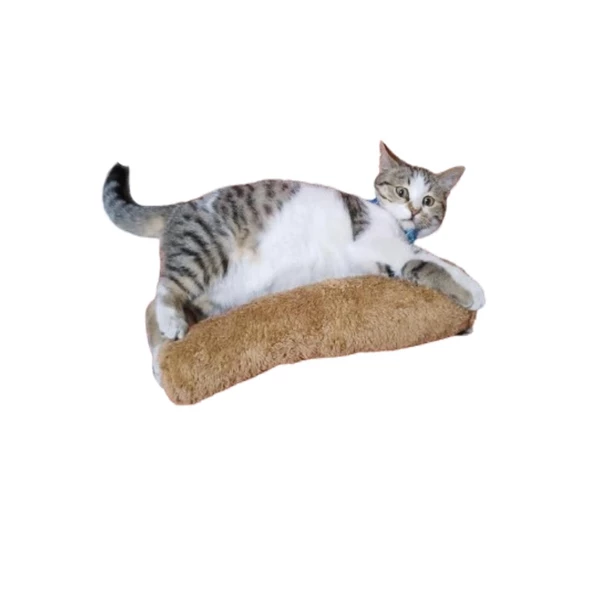 KEDİ OYUNCAĞI SARILMA YASTIĞI UYKU OYUNCAĞI KEDİ OTLU 30 CM PELUŞ  ( 1 ADET ) KAHVERENGİ ürün görseli