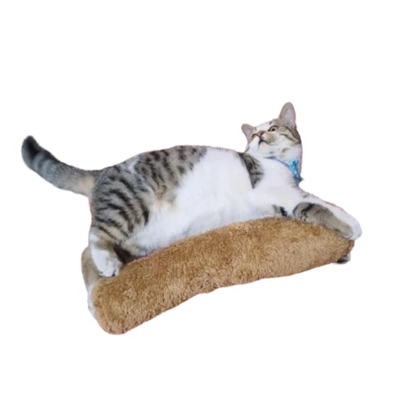 KEDİ OYUNCAĞI SARILMA YASTIĞI UYKU OYUNCAĞI KEDİ OTLU 30 CM PELUŞ  ( 1 ADET ) KAHVERENGİ - Resim 4