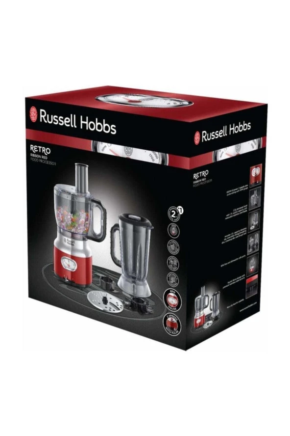 RUSSELL HOBBS 25180-56 Retro Kırmızı Mutfak Robotu