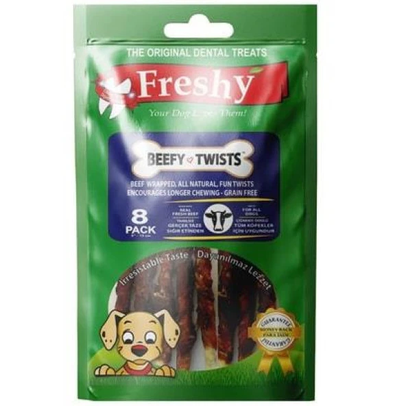 Freshy Beefy Twists Sığır Etli Burgu Çubuk Köpek Ödülü 8li