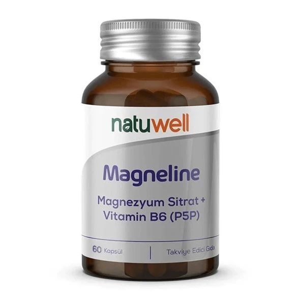 Natuwell Magneline Magnezyum Bisglisinat + Magnezyum Sitrat + Vitamin B6 (P5P) 60 Kapsül