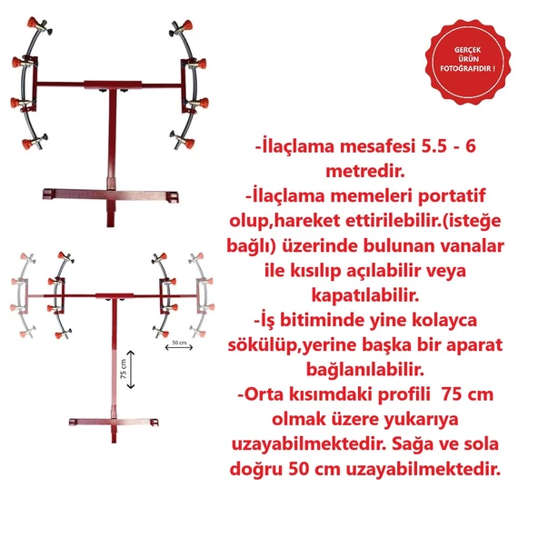 Hilal Tip Krom Boru Uzatılabilir İlaçlama Makina Aparatı - 2