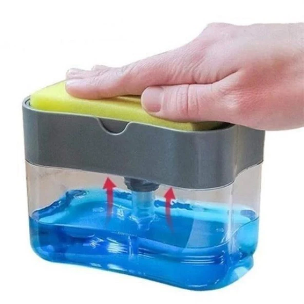 Zhltools İkisi Bir Arada Basmalı Pratik Sıvı Sabunluk Pompası ve Bulaşık Yıkama Süngeri Haznesi ürün görseli