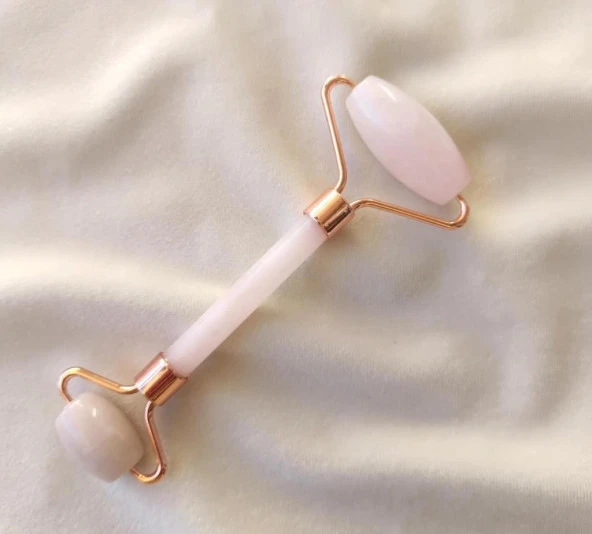 Gül Kuvars Yüz Masajı Silindiri Yüz Germe Yanak Zayıflama Cilt Bakımı Masaj Cihazı - 2