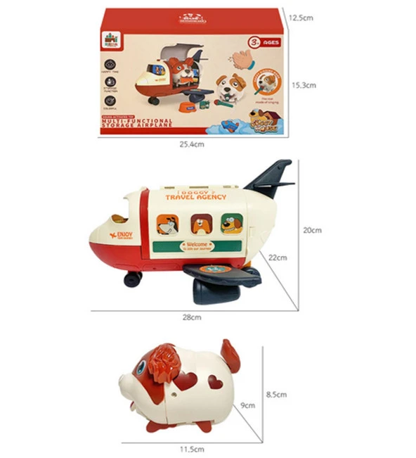 Ses kontrollü, İnteraktif Yürüyen Havlayan Sevimli Köpek , Gerçek Mikrofon ve  Işıklı-Müzikli Uçağı, Aksesuarlarıyla - 4