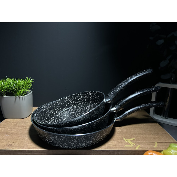 BENA LİFE Granit 20-22-24 Cm Granit 3lü Tek Kulplu Omlet/sahan Tava Seti - 2