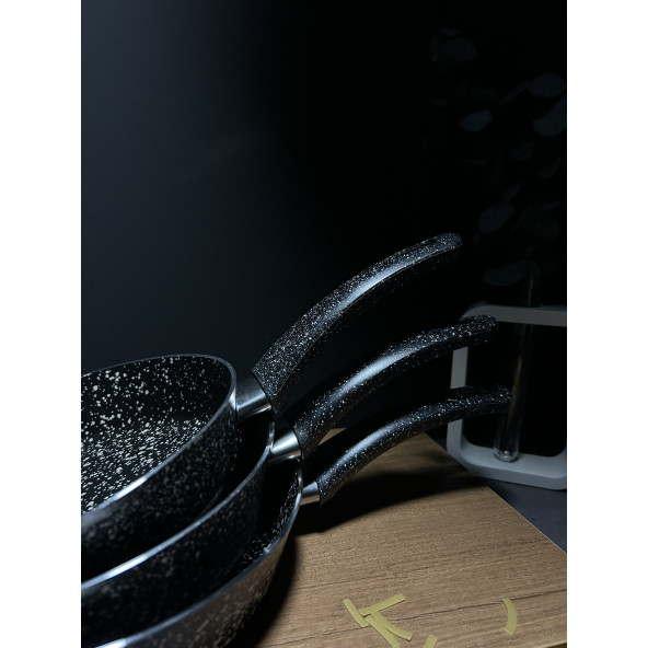BENA LİFE Granit 20-22-24 Cm Granit 3lü Tek Kulplu Omlet/sahan Tava Seti - 3
