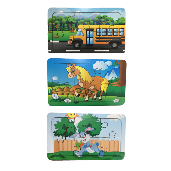 Trendy Toys Ahşap Puzzle Ilk Yapbozum 3 Adet 6 Parçalı 18x11cm