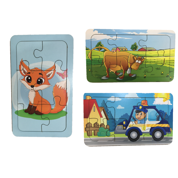 Trendy Toys Ahşap Puzzle Ilk Yapbozum 3 Adet 6 Parçalı 18x11cm