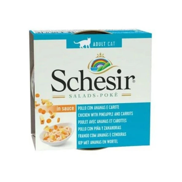 Schesir Salad Tavuk Ananas ve Havuçlu Yetişkin Konserve Kedi Maması 85 Gr