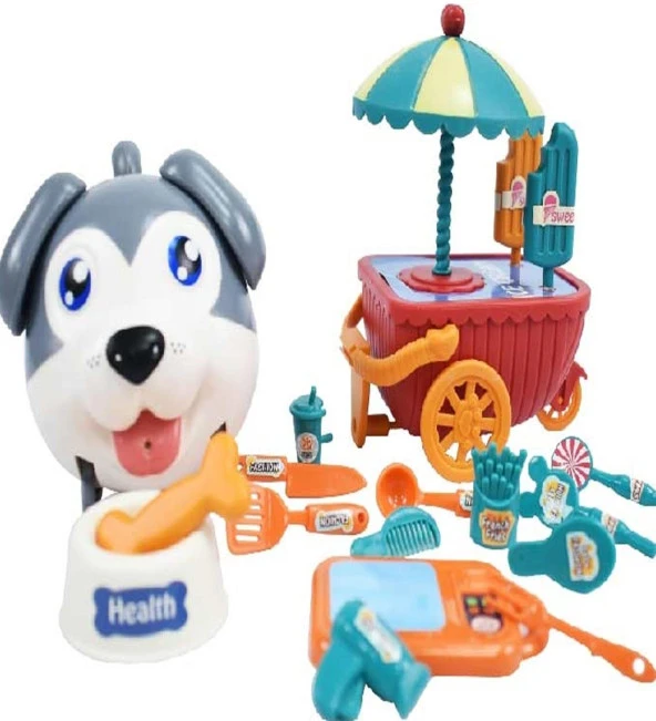 Ses kontrollü, İnteraktif Yürüyen Havlayan Sevimli Köpek, Eğlenceli Dondurma Arabası ve Aksesuarlarıyla... - 2