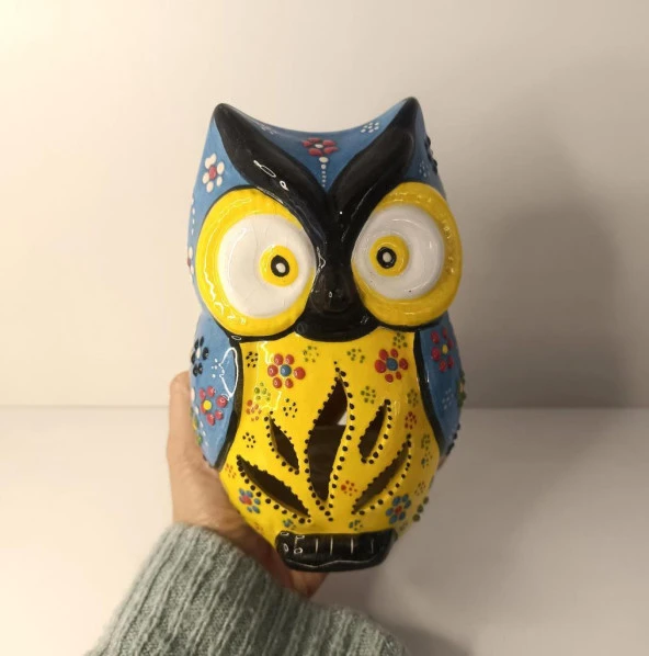 Buhurdanlık Baykuş Çini Mumluk Işık Ev Dekor Masa Özel Gün Hediye - 2