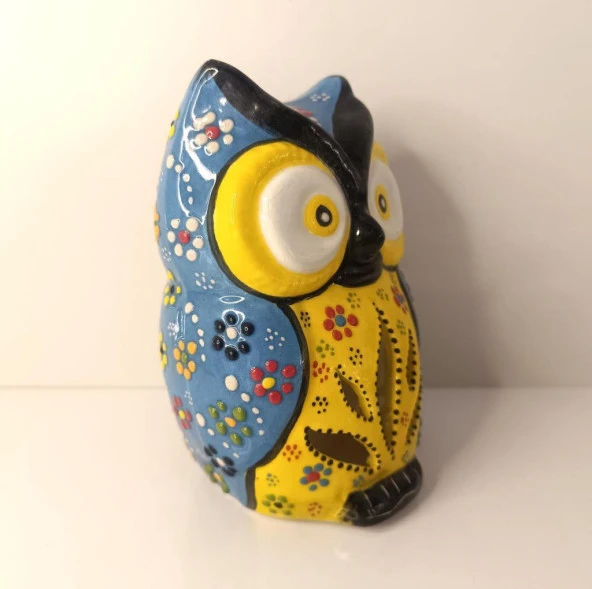 Buhurdanlık Baykuş Çini Mumluk Işık Ev Dekor Masa Özel Gün Hediye - 6