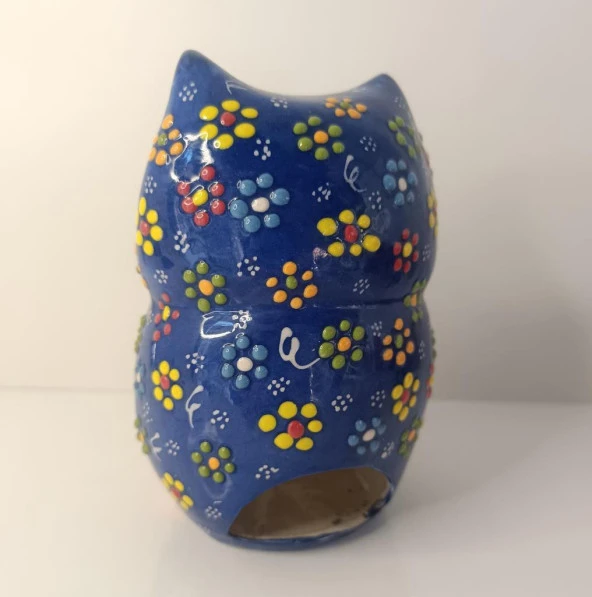 Buhurdanlık Baykuş Çini Mumluk Işık Ev Dekor Masa Özel Gün Hediye - 3