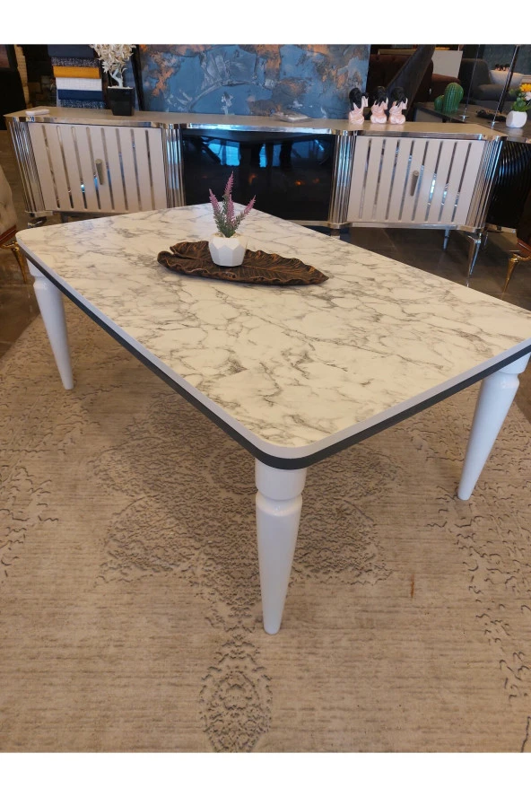 AKSET Orta Sehpa Lüx Beyaz Mermer Antrasit ürün görseli