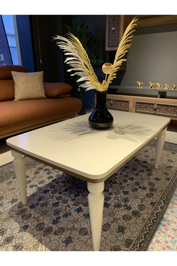 AKSET Orta Sehpa Lüx Krem Ceviz - Resim 2