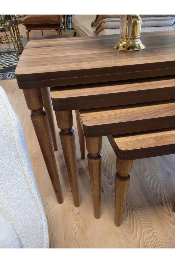 AKSET 4Lü Lüx Zigon Sehpa Full Ceviz - 3