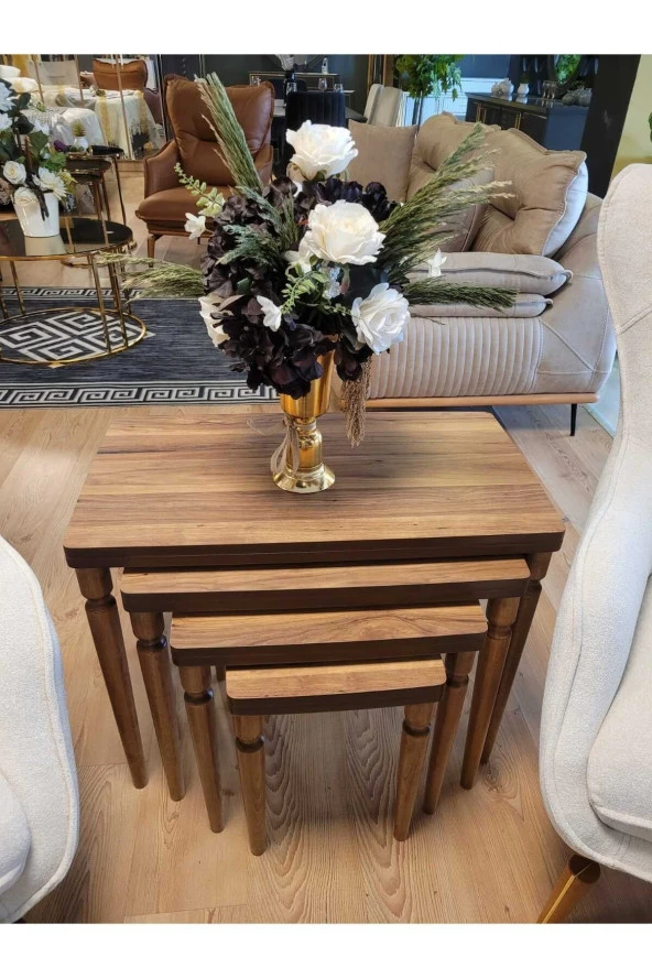 AKSET 4Lü Lüx Zigon Sehpa Full Ceviz - 4