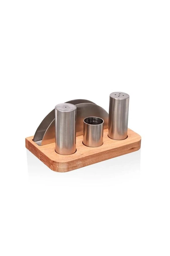 Kısmet Tuzluk Peçetelik Takımı 4lü Ahşap KBT121