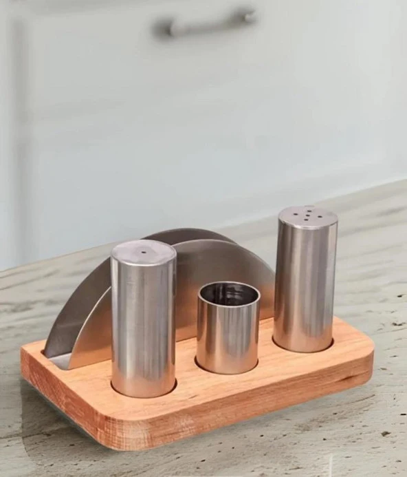 Kısmet Tuzluk Peçetelik Takımı 4lü Ahşap KBT121 - 2