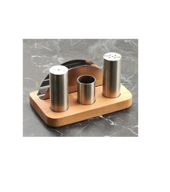 Kısmet Tuzluk Peçetelik Takımı 4lü Ahşap KBT121 - 3