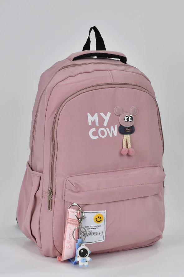 Elatae Kız Çocuk Genç Çok Gözlü Günlük Seyahat Okul Sırt Çantası Pembe 51498 - Resim 2