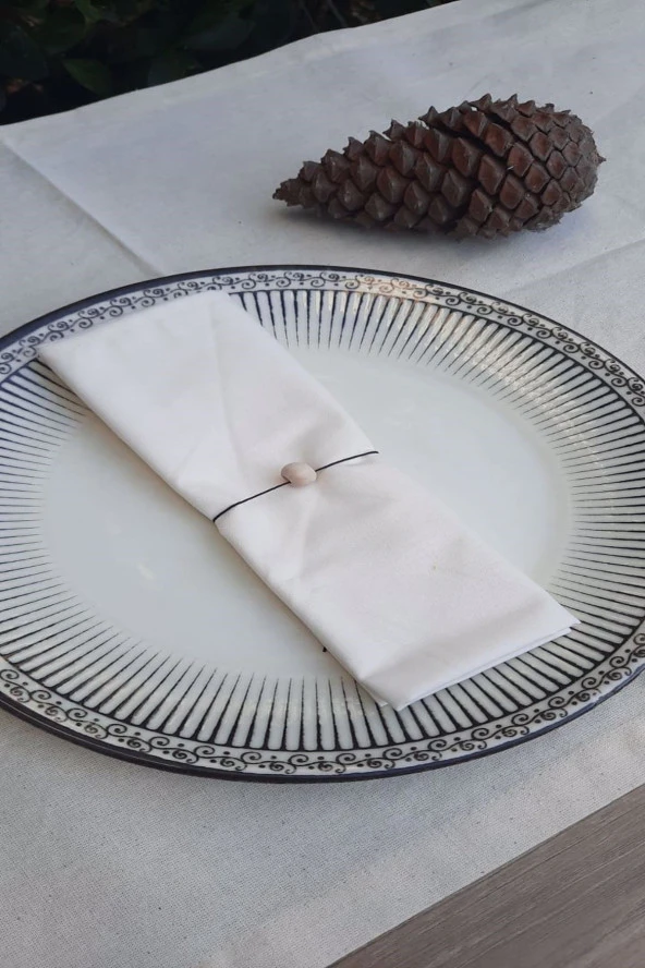 12li Ekru Pamuk Kumaş Servis Sunum Peçetesi - Resim 2