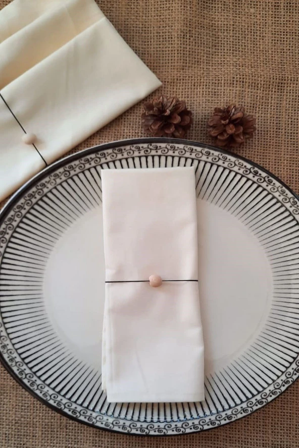 12li Ekru Pamuk Kumaş Servis Sunum Peçetesi - Resim 3