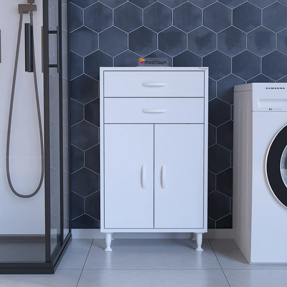 Modilayn SOFT 55 x 99,5 x 32,5 cm Çift Çekmeceli Çok Amaçlı Banyo & Mutfak Dolabı - 3