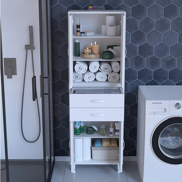 Modilayn SOFT ERA 55 x 187,9 x 32,5 cm Kapaklı Ve Çekmeceli Çok Amaçlı Banyo & Mutfak Dolabı
