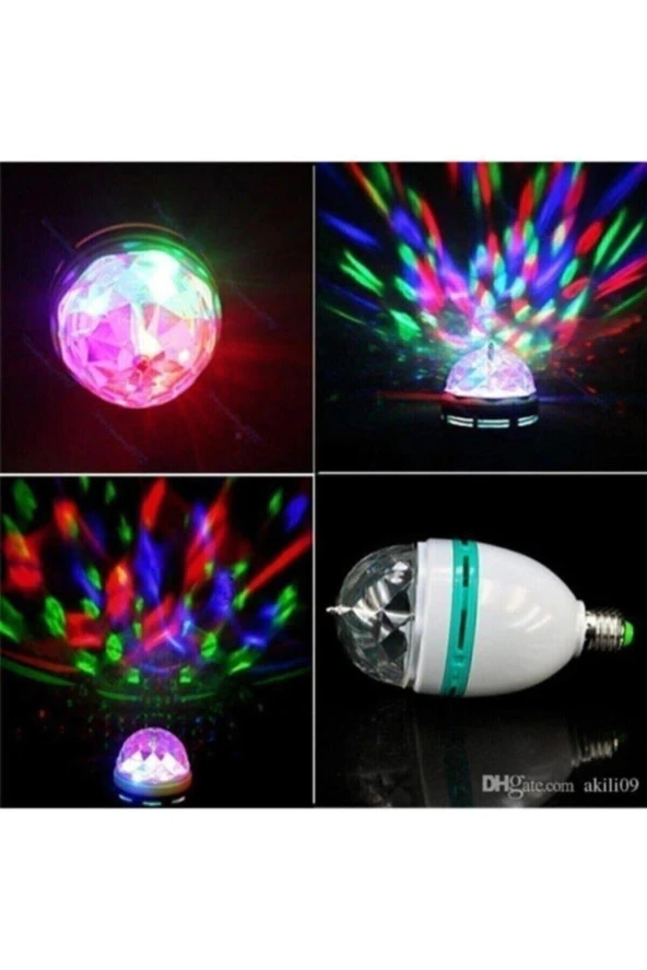 Disco Topu Renkli Led Döner Başlıklı Disko Topu Ampul Gece Lambası 3 Watt E27 Duylu + Fişli Duy - 6