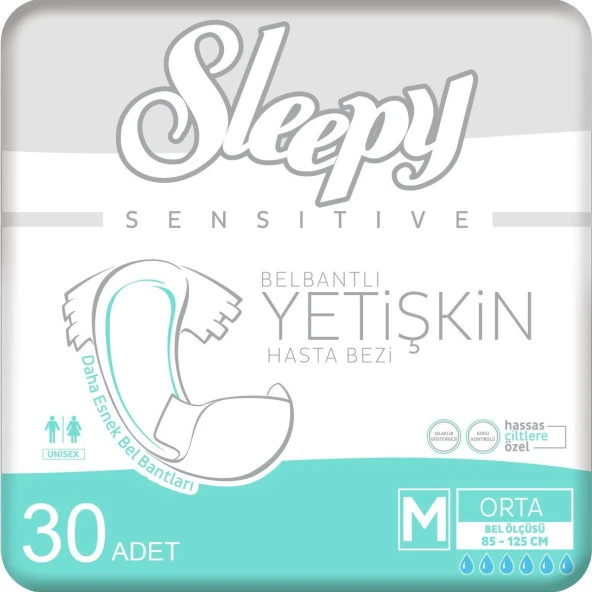 Sleepy Yetişkin Orta Boy (M) Hasta Bezi 30'lu