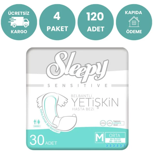 Sleepy 4lü Medium Yetişkin Hasta Bezi 30x4 Adet ( 120 Adet)